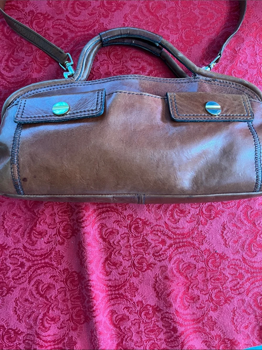Tenderly Firenze Brown Leather Shoulder Bag Handbag Satchel Vintage Style